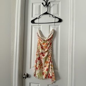Floral Multicolored Strapless Mini Dress